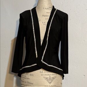 MSK Black Blazer with Silver Trim